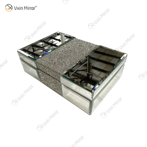 Vxin Spiegel WXJB-002 Silberner eleganter Glaskristall-Spiegel-Schmuckkästchen Spiegel-Tissue-Box
