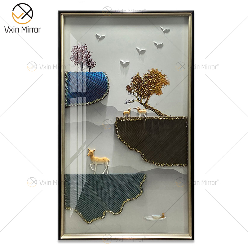 Moderne Minimalismus-Weiß-Blau-Feder-Malerei-Bilder Abstrakte Luxus-runde Leinwand-Poster Drucke Nordische Wandkunst-Wohnzimmer