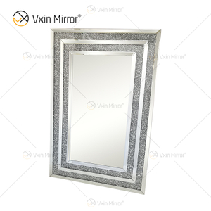 WXM-1776 Wanddekoration Silber Crushed Diamond Glas Wandbehang Spiegel
