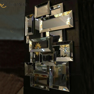 Factory Supply 3D Wandspiegel Aufkleber Design WXM-1129 Silber Fancy Wall Wooden Dressing Mirror