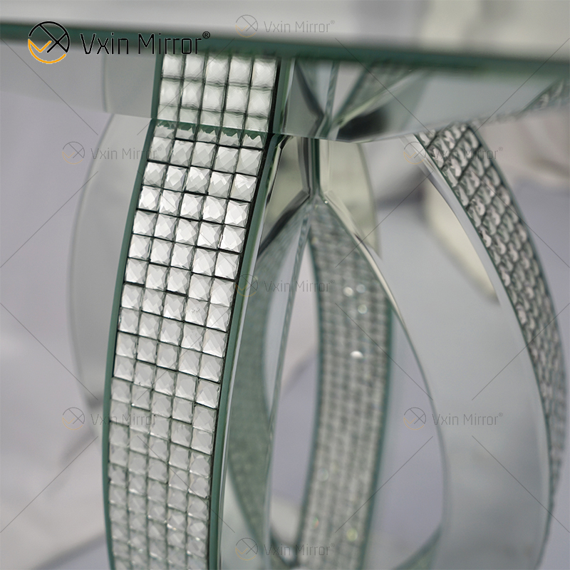 Avonlea quadratisches unteres Regal, klarer Spiegel, Beistelltisch, verspiegelter Nachttisch, modernes Wohnzimmer, Sofas, Möbel, WXWF-293