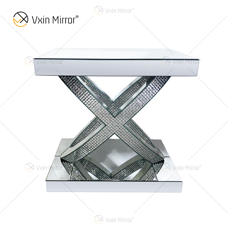WXWF-128 Home Decor Crystal Silver Glass Möbel verspiegelter Beistelltisch
