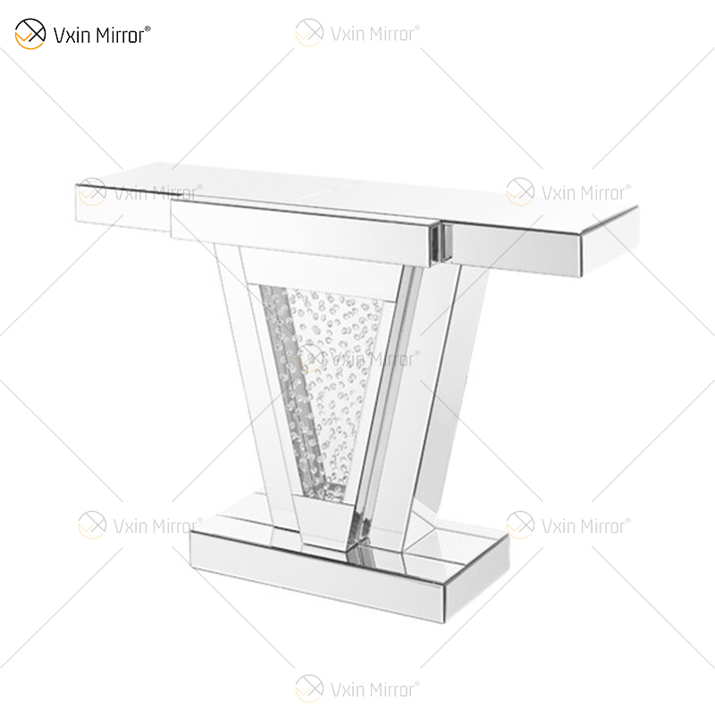 Hochwertiger Großhandel verspiegelter Konsolentisch Crushed Diamond Crystal Hallway Entryway Table Console