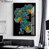 Luxus Aluminium Rahmen Kristall Porzellan Malerei Sofa Hintergrund Wandbehang Malerei Spiegel Wandkunst Wohnzimmer Dekoration