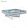 Vxin WXF-158 3D Sparkling Crushed Diamond Square Mirrored Couchtisch Silber Tisch aus gehärtetem Glas