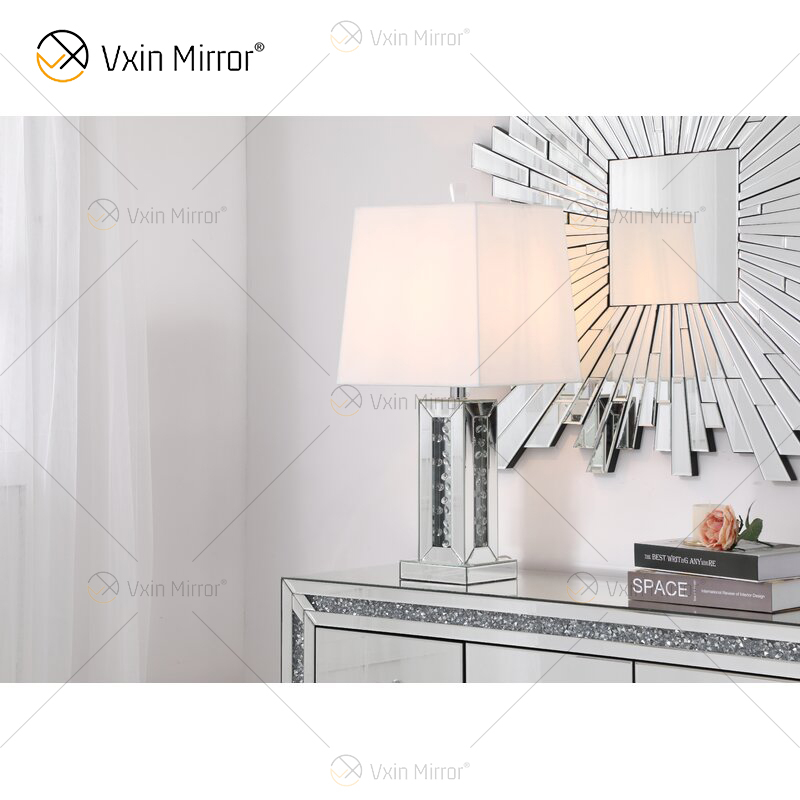 Vxin WXTL-142 Elegante silberne Kristall-LED-Tischspiegellampe 3 Farben LED-Licht für Schlafzimmer