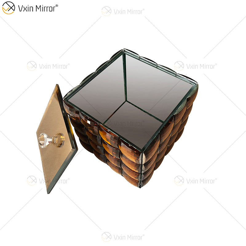 WXJB-31 VXin Wohnkultur Kristall Silber Glas Moderne verspiegelte Schmuckschatulle