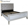 Factory Supply Furniture WXF-785 Silberner Rahmen, weißes Glas, verspiegeltes Kingsize-Bett