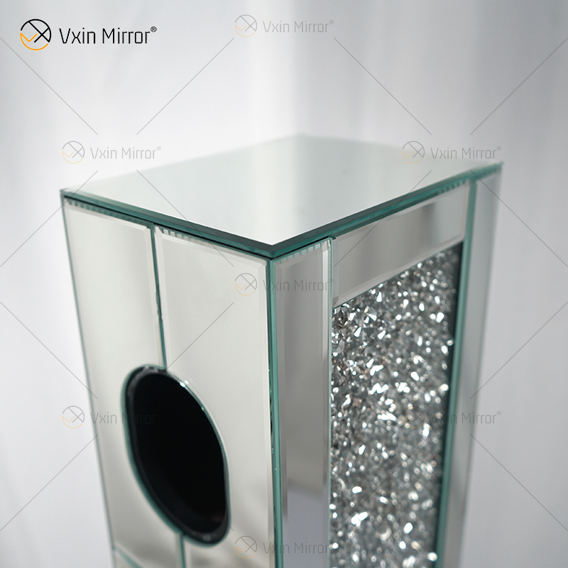 WXF-143 Crushed Diamond Mirrored Floating Crystal Silver Mirror Weinaufbewahrungsflaschenhalter