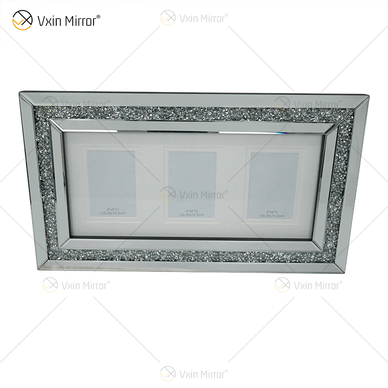 Fabrik-Versorgungsmaterial-silberner handgemachter Flur-Spiegel-Foto-Rahmen-Spiegel-Wand-Kunst-Ausgangsdekor für Wohnzimmer-Sofa-Möbel WXPP-16