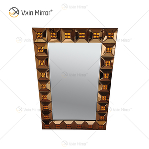 Heißer Verkauf WXM-1118 Wanddekoration Brown Luxury Wall Einzigartiger 3D-Spiegel Wandbehang Spiegel