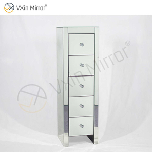 Vxin Mirror WXF-006 Fünf Schubladen Silber Glas Nachttisch Nachttisch Verspiegelter Nachttisch