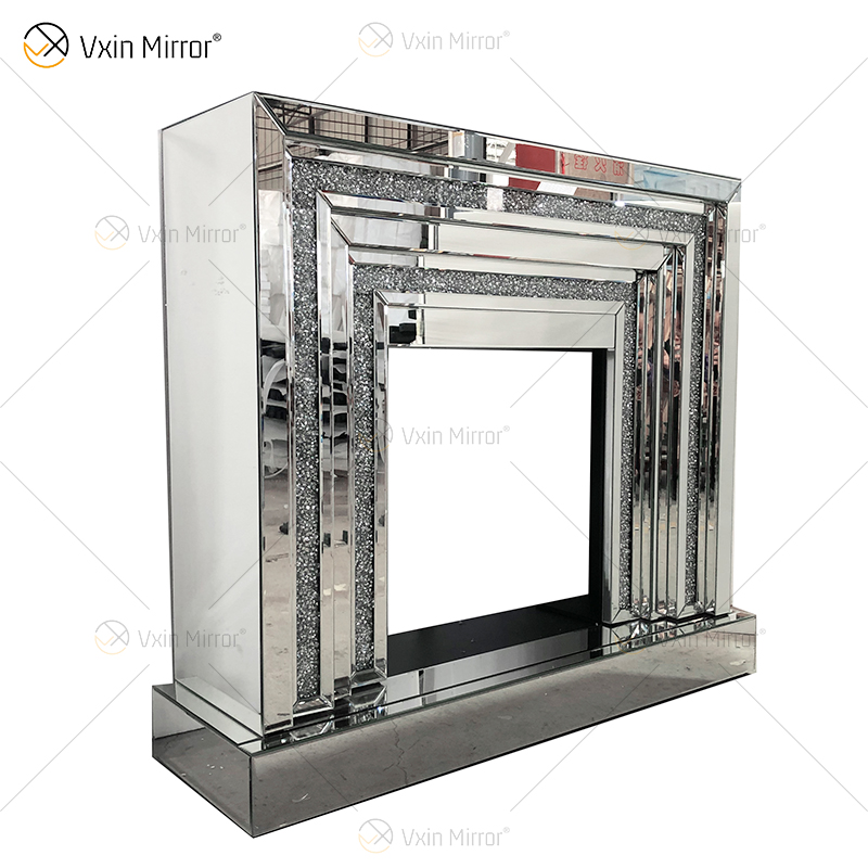 WXWF-1093 Floating Sparkle Crystal Diamonds Mirror Kamin mit Einsätzen in Hot Sell Customized