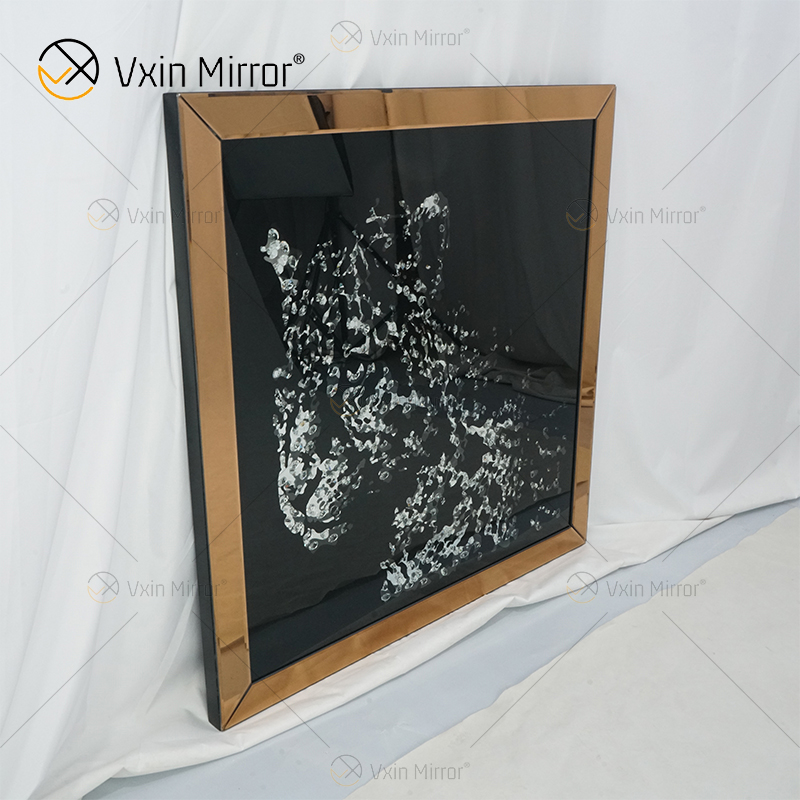 VXin WXMA-19 Wohnkultur Glasrahmen verspiegelt Gepard Wandkunst Kristallporzellanmalerei Spiegelwandkunst