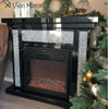 Silber Crushed Diamond Black Frame Spiegelkamin Elektrischer Kamin für Wohnzimmersofas WXWF-042-1