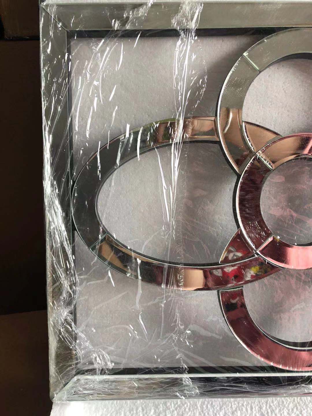 Vintage Luxury Silver Classic Hotel Dekorativer Spiegel Wandkunst Wohnkultur Rechteck 3D Wohnzimmermöbel