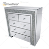 Vxin Nachttisch mit 5 Schubladen, verspiegelt, Silber, Crushed Diamond