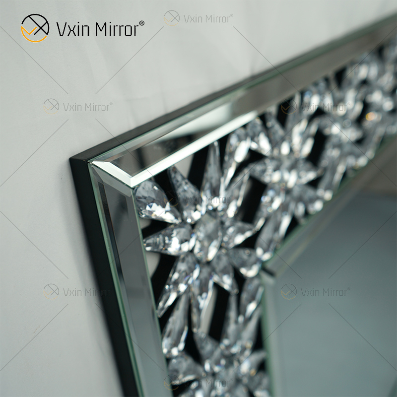 Manufaktur Eleganter WXM-1095 Moderner Wohnkultur-Silber-dekorativer Wand-Kristallspiegel