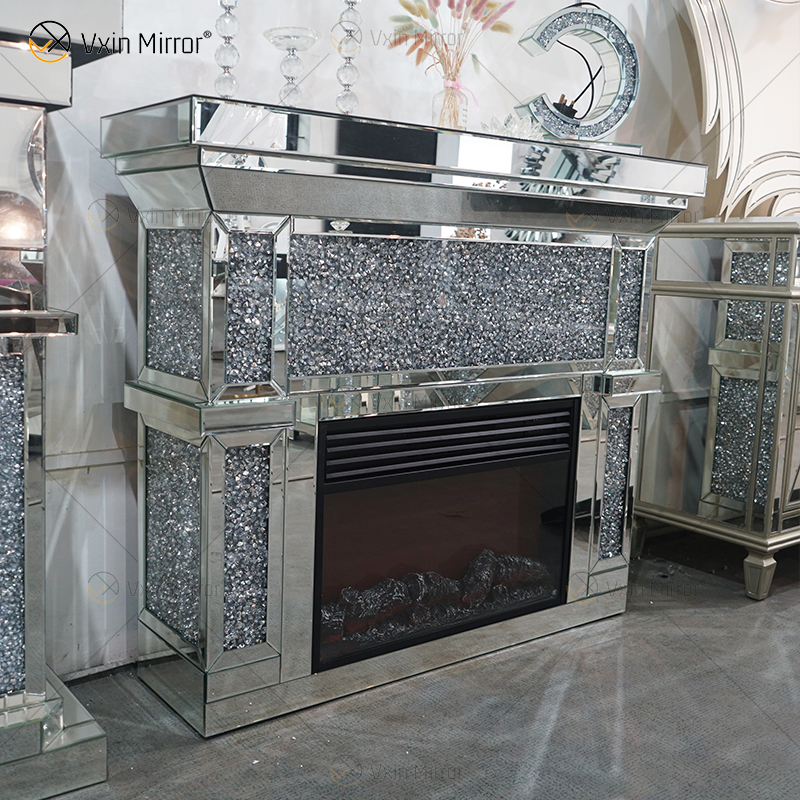 WXF-2131 Diamond Intelligenter Spiegelkamin Fernbedienung Smart Stove Heißer Verkauf 48 Zoll Indoor SILVER FIRE Iron Style
