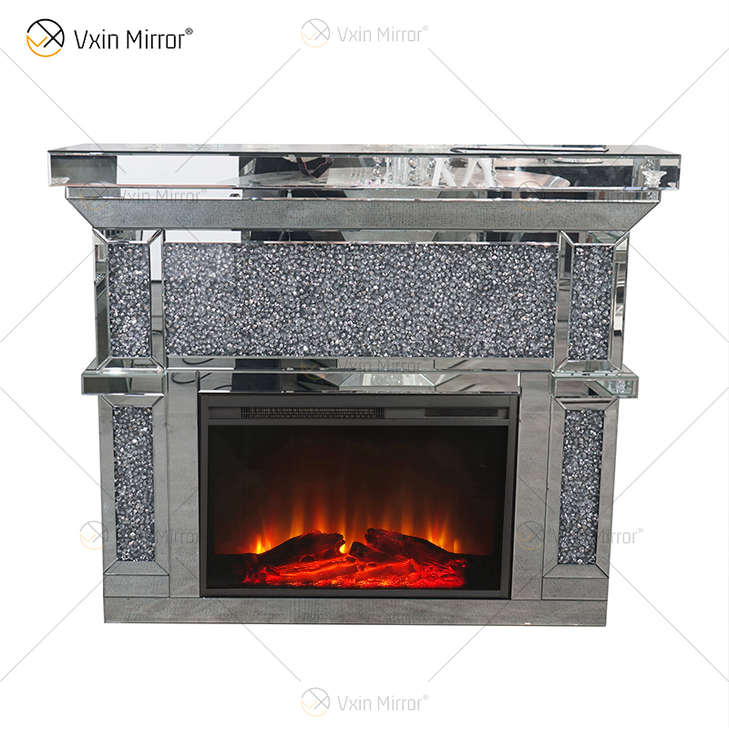 WXF-2131 Diamond Intelligenter Spiegelkamin Fernbedienung Smart Stove Heißer Verkauf 48 Zoll Indoor SILVER FIRE Iron Style