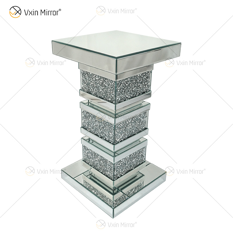Vxin Elegant WXF-135 Home Decor Crushed Diamond Beistelltisch Silber Spiegel Möbel Beistelltisch