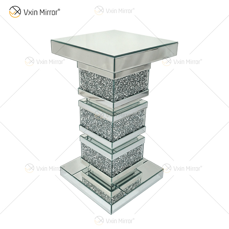Vxin Elegant WXF-135 Home Decor Crushed Diamond Beistelltisch Silber Spiegel Möbel Beistelltisch