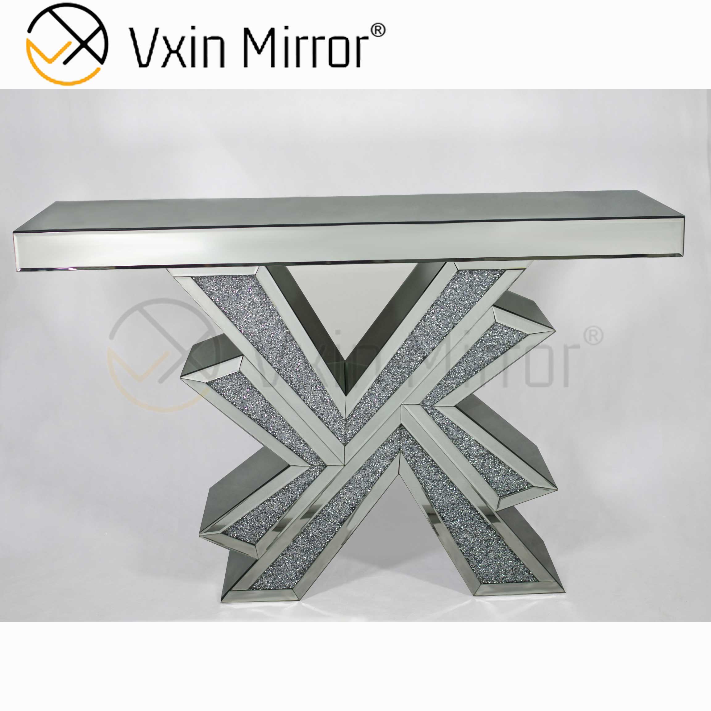 Vxin Miorror WXF-067 Factory Supply Eleganter mentaler Glaskonsolentisch Hotel Günstiger silberner Konsolentisch