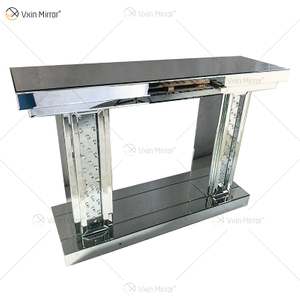 Luxuriöser WXWF-531 Floating Crystal Mirrored Pillar Console Hall Flurtisch Mirror Console Table