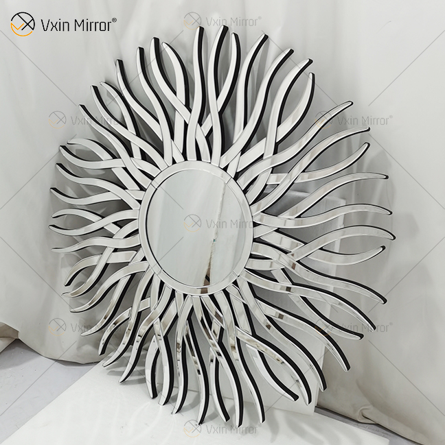 Fabrik-Versorgungsmaterial Silber WXM-1655 Geometrischer Form-dekorativer Wand-Glasspiegel