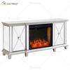 Ornate Berlin Furniture WXF-415 Champagner-Silber verspiegelter Kamin TV-Ständer Schrank mit Heißwindeinsatz 2 Arten