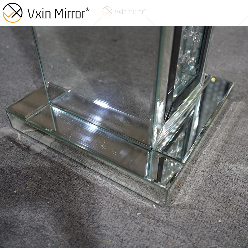 Schwarzer Rahmen WXFL-056 Wohnzimmer Elegantes Silber Moderne Kristall 3D Spiegel Stehlampe Spiegellampe