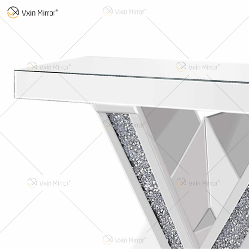 2022 Neue Produkte Designer Konsolentisch Crushed Diamond Crystal Mirrored Konsolentische