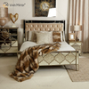 Vxin Antique Furniture WXWF-1088 Kingsize-Bett Grace Golden Frame Mirrored Super Bed