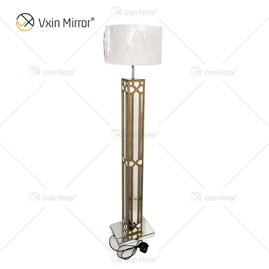 Nachttisch WXFL-031 Wohnzimmer Luxus Silber LED Antik verspiegelte Stehlampe Spiegellampe