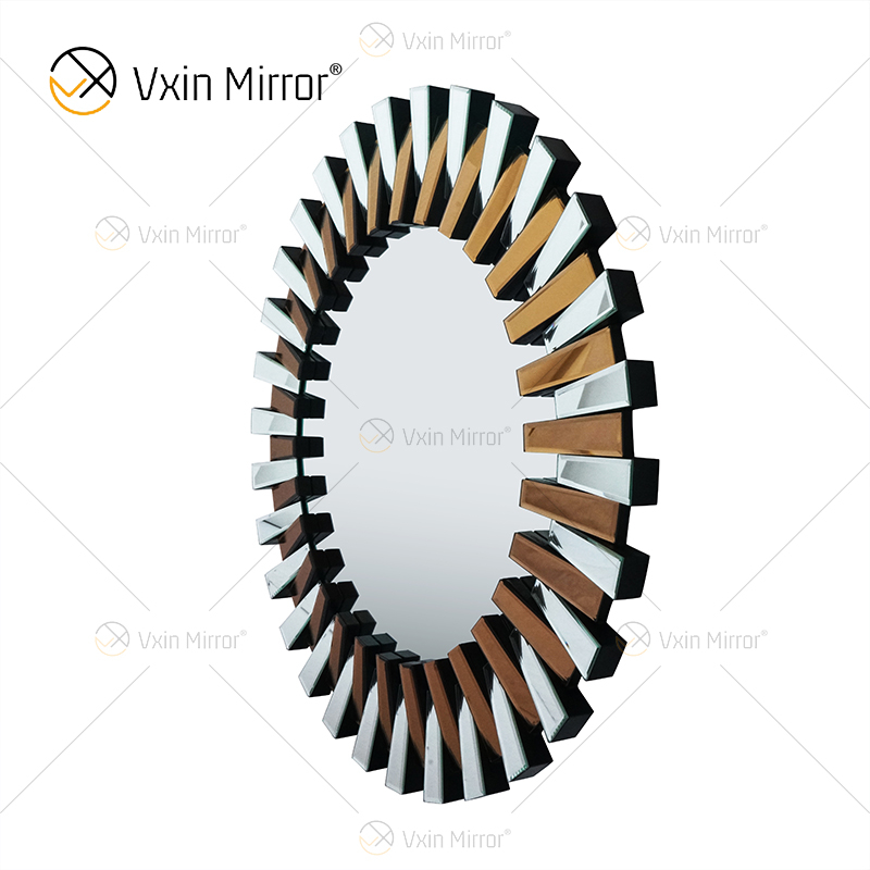 3D 2 Farben Beide WXM-1021 Wanddekoration Braun mit silbernem Wandbehangspiegel