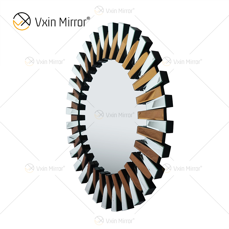 3D 2 Farben Beide WXM-1021 Wanddekoration Braun mit silbernem Wandbehangspiegel
