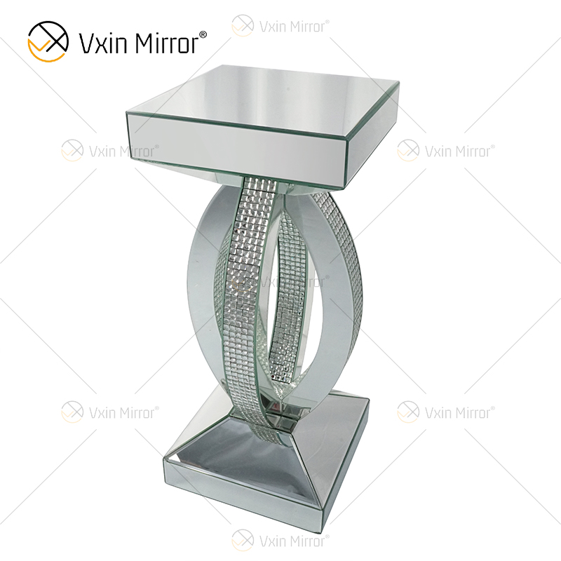 Avonlea quadratisches unteres Regal, klarer Spiegel, Beistelltisch, verspiegelter Nachttisch, modernes Wohnzimmer, Sofas, Möbel, WXWF-293