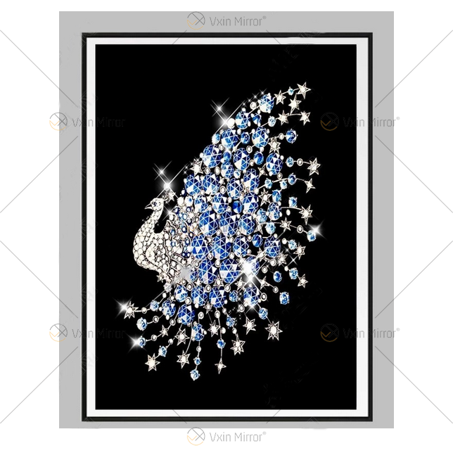 Luxus-Aluminiumrahmen-Anzeigen-Pfau-Kristallporzellan-Malerei-Sofa-Hintergrund-Wand-hängende Malerei-Wohnzimmer-Dekoration