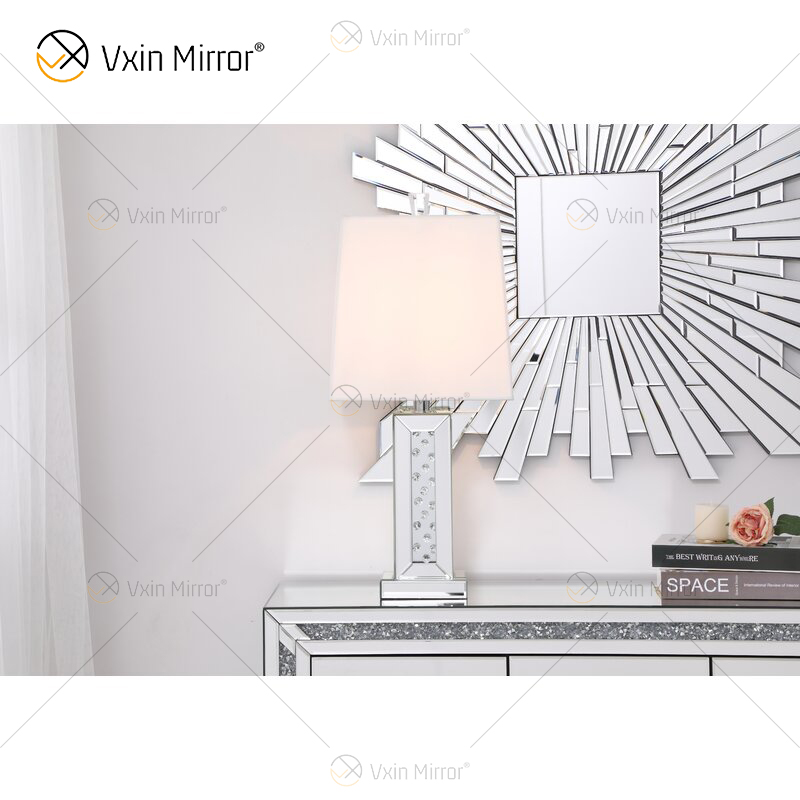 Vxin WXTL-142 Elegante silberne Kristall-LED-Tischspiegellampe 3 Farben LED-Licht für Schlafzimmer