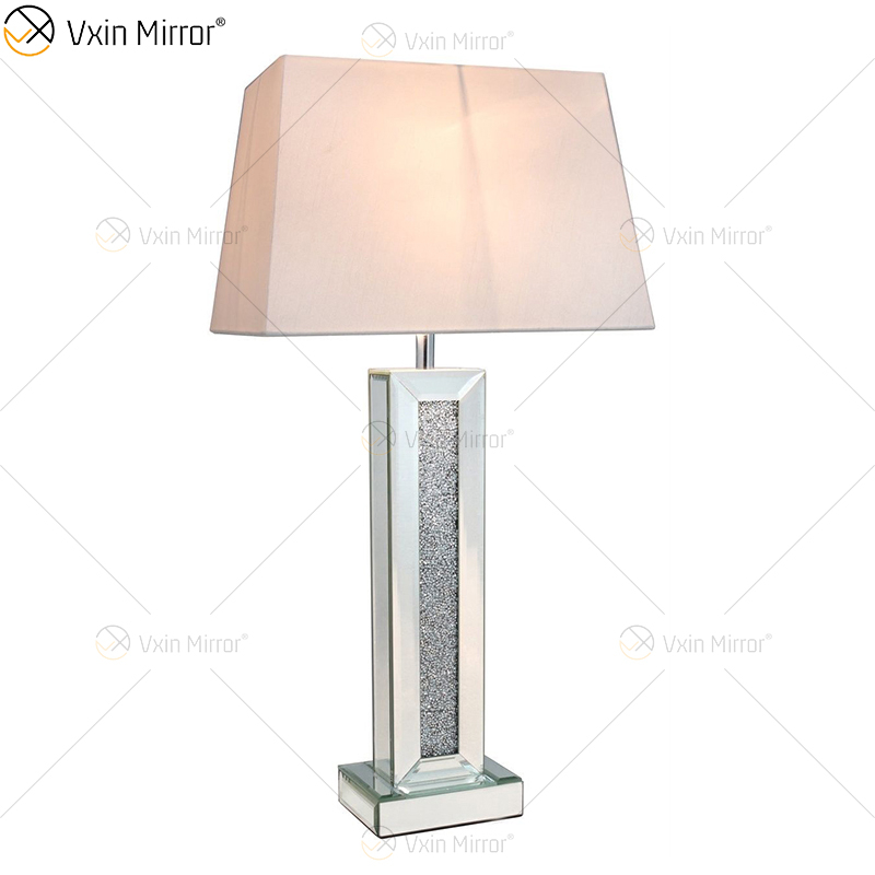 China Supply WXTL-006 Moderne Schlafzimmer Silber Crushed Spiegellampe mit Lampenschirm