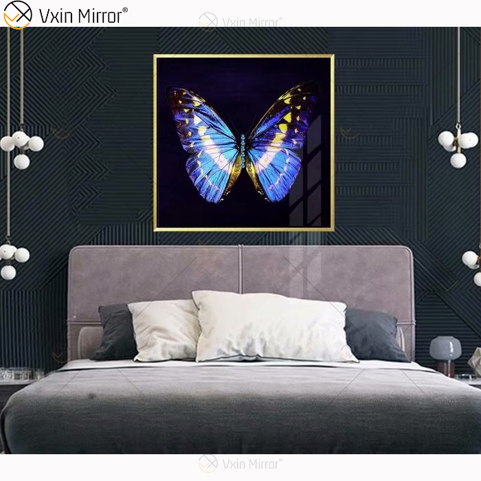 Luxus Aluminiumrahmen Spiegel Wandkunst Kristall Porzellan Malerei Sofa Hintergrund Wandbehang Malerei Wohnzimmer Dekoration
