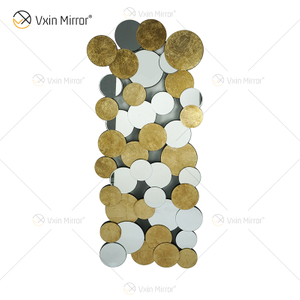Heißer Verkauf 2000 Stück WXM-2498 Golden Leaf 3D Luxus Wandspiegel