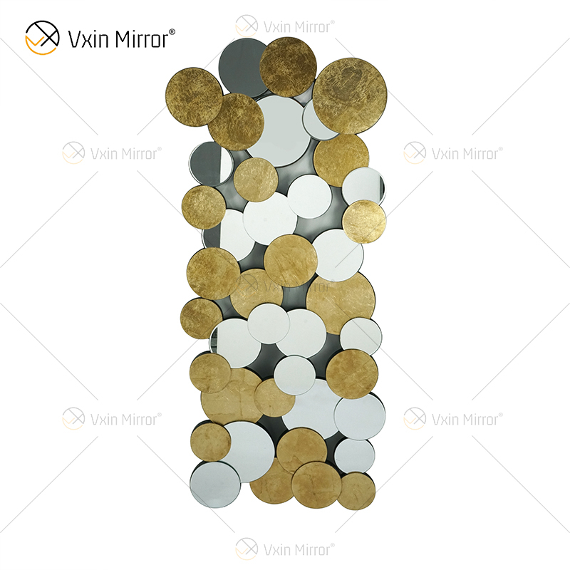 Heißer Verkauf 2000 Stück WXM-2498 Golden Leaf 3D Luxus Wandspiegel
