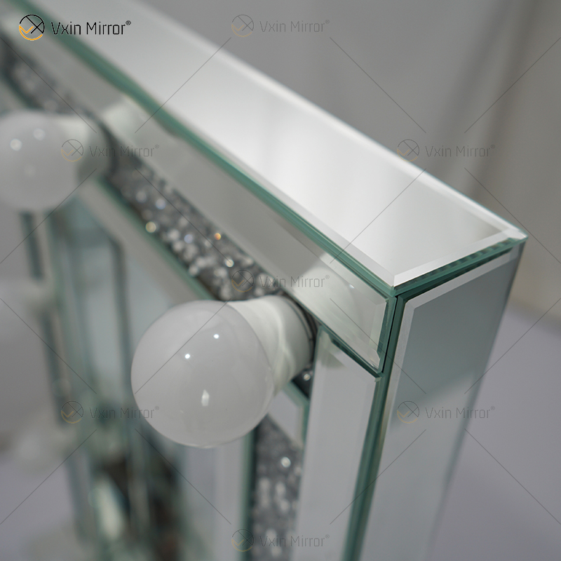 CRYSTAL SPARKLE DIAMOND CRUSH VERSPIEGELTER HOLLYWOOD-SPIEGEL MIT 9 GLÜHBIRNEN SCHMINKTISCH WXDL-176