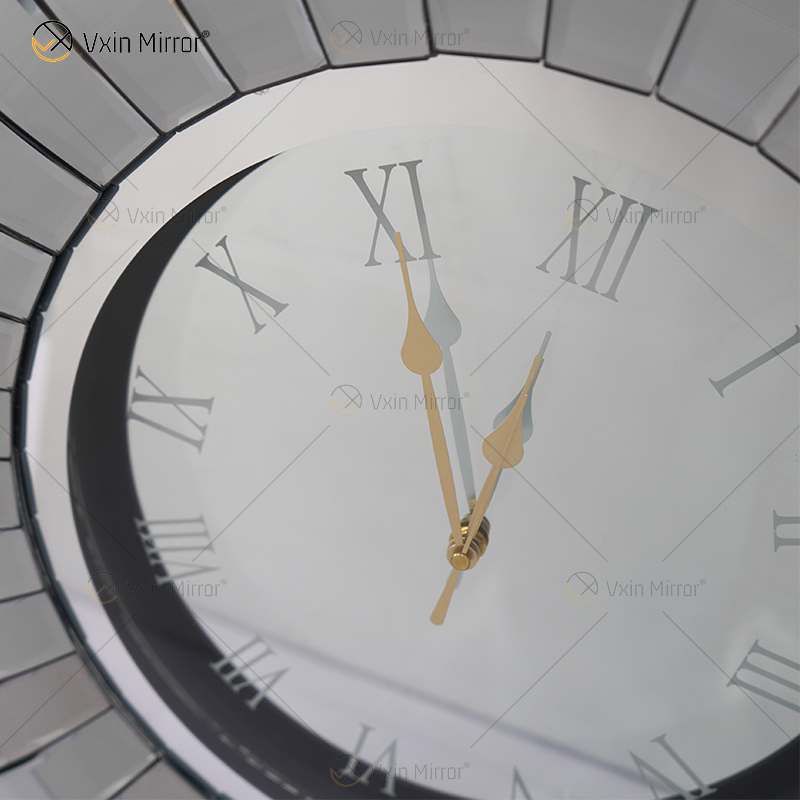 Gespiegelte Uhr WXMC-087 Silber Biegewanddekor Elegante 3D-Kristalluhr