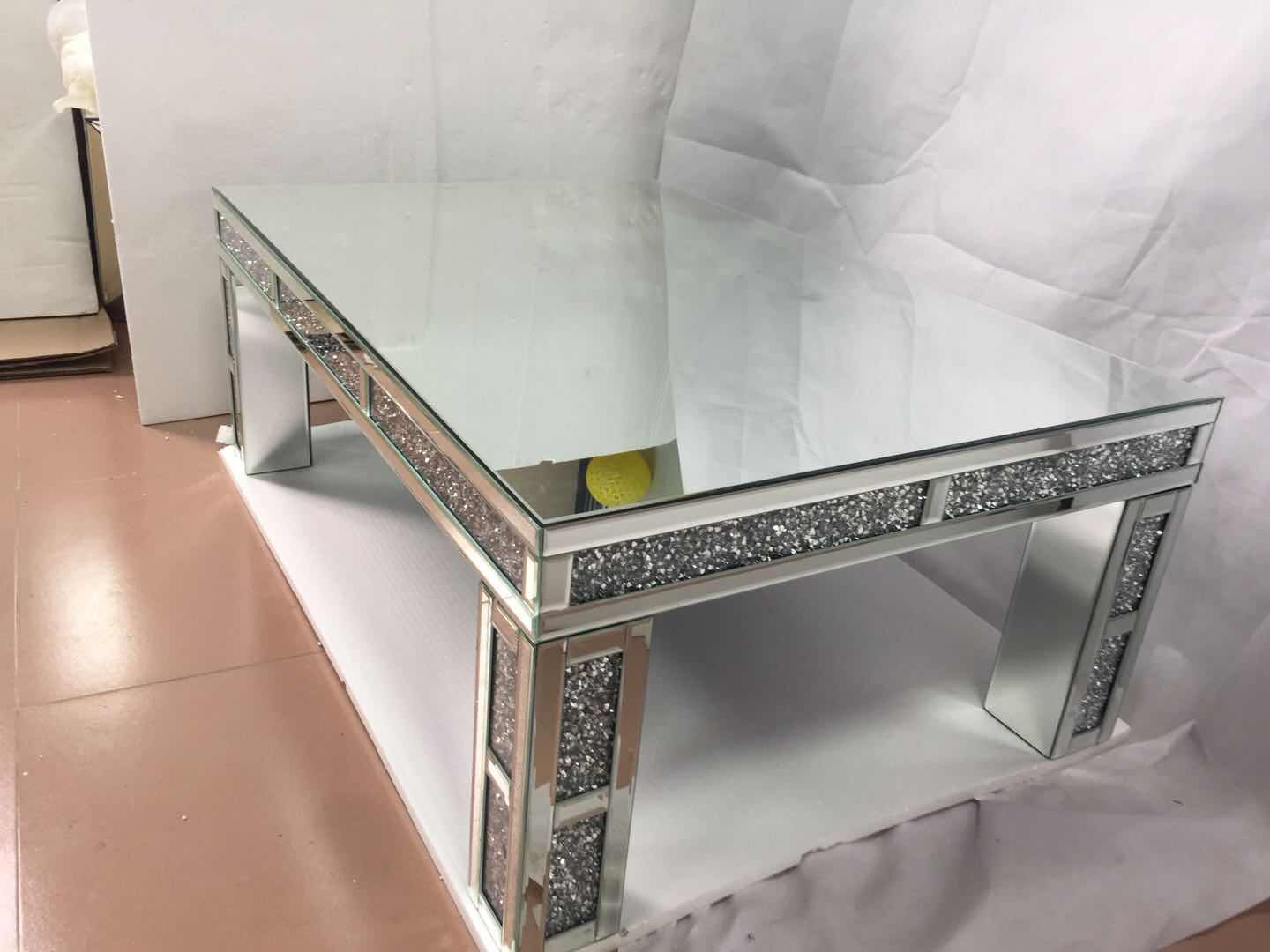Kundenspezifischer Beistelltisch WXF-701 Crushed Diamond Homemade Silver Couchtisch