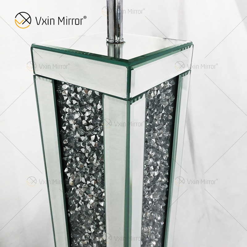 WXFL-032 Wohnzimmer-Silber-Kristall-Stehlampe mit Lampenschirm für Hotel-Spiegellampe