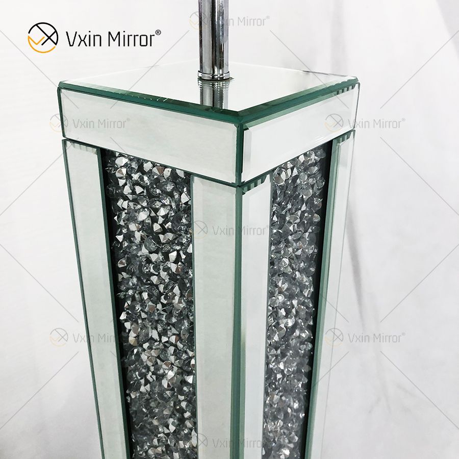 WXFL-032 Wohnzimmer-Silber-Kristall-Stehlampe mit Lampenschirm für Hotel-Spiegellampe