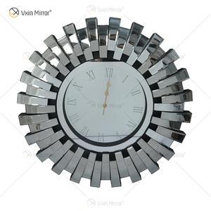 Gespiegelte Uhr WXMC-084 Biegeglas Silber Wanddekor Runde 3D-Uhr
