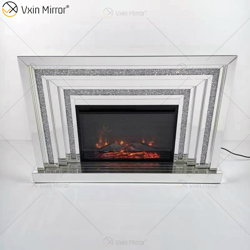 WXWF-1093 Floating Sparkle Crystal Diamonds Mirror Kamin mit Einsätzen in Hot Sell Customized